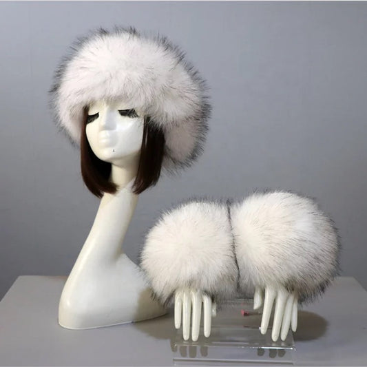 Naked Faux Fur Top Hat & Cuff Set